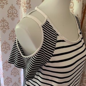 Crown & Ivy striped cold shoulder T-shirt M